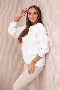 Insulated jumper with decorative bows 9796 / – Ecru цвет / color | Lexline Fashion