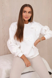 Insulated jumper with decorative bows 9796 / – Ecru цвет / color | Lexline Fashion