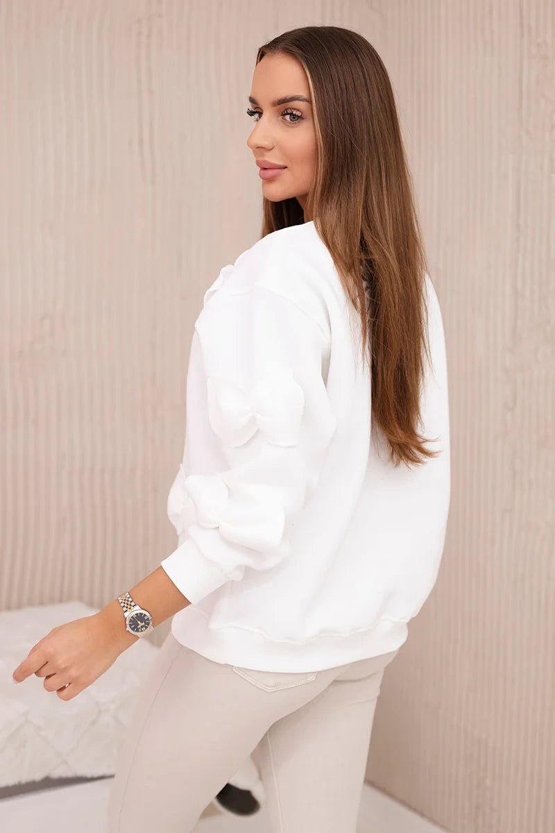 Insulated jumper with decorative bows 9796 / – Ecru цвет / color | Lexline Fashion