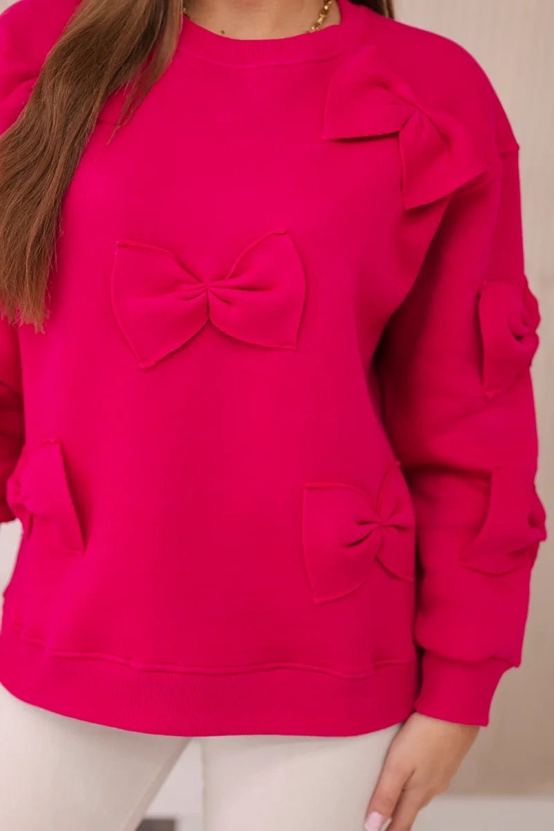 Insulated jumper with decorative bows 9796 / – Fuchsia цвет / color | Lexline Fashion