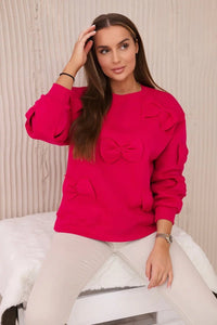Insulated jumper with decorative bows 9796 / – Fuchsia цвет / color | Lexline Fashion