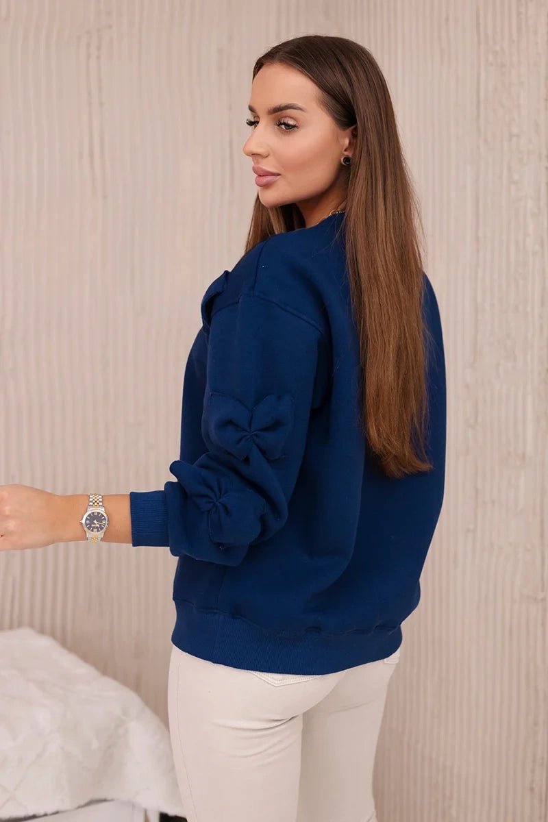 Insulated jumper with decorative bows 9796 / – Navy blue цвет / color | Lexline Fashion