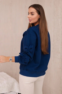 Insulated jumper with decorative bows 9796 / – Navy blue цвет / color | Lexline Fashion