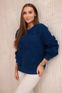 Insulated jumper with decorative bows 9796 / – Navy blue цвет / color | Lexline Fashion