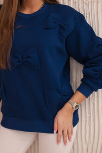 Insulated jumper with decorative bows 9796 / – Navy blue цвет / color | Lexline Fashion