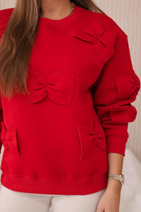 Insulated jumper with decorative bows 9796 / – Red цвет / color | Lexline Fashion
