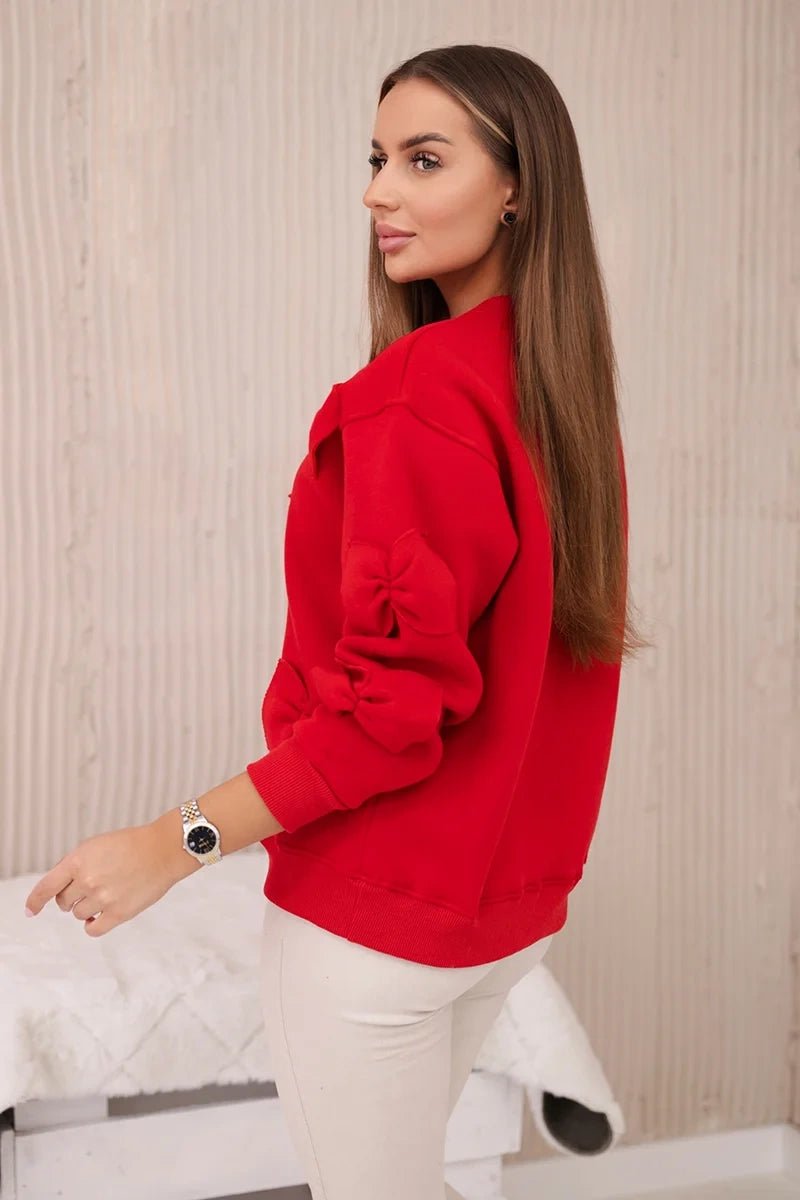 Insulated jumper with decorative bows 9796 / – Red цвет / color | Lexline Fashion