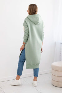 Insulated long hoodie with slits on the sides 9301 / – Dark || Mint цвет / color | Lexline Fashion