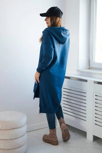 Insulated long hoodie with slits on the sides 9301 / – Jeans цвет / color | Lexline Fashion
