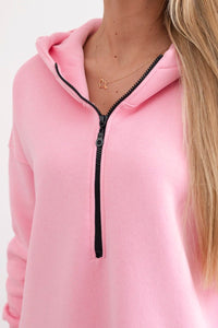 Insulated long hoodie with slits on the sides 9301 / – Light | Pink цвет / color | Lexline Fashion