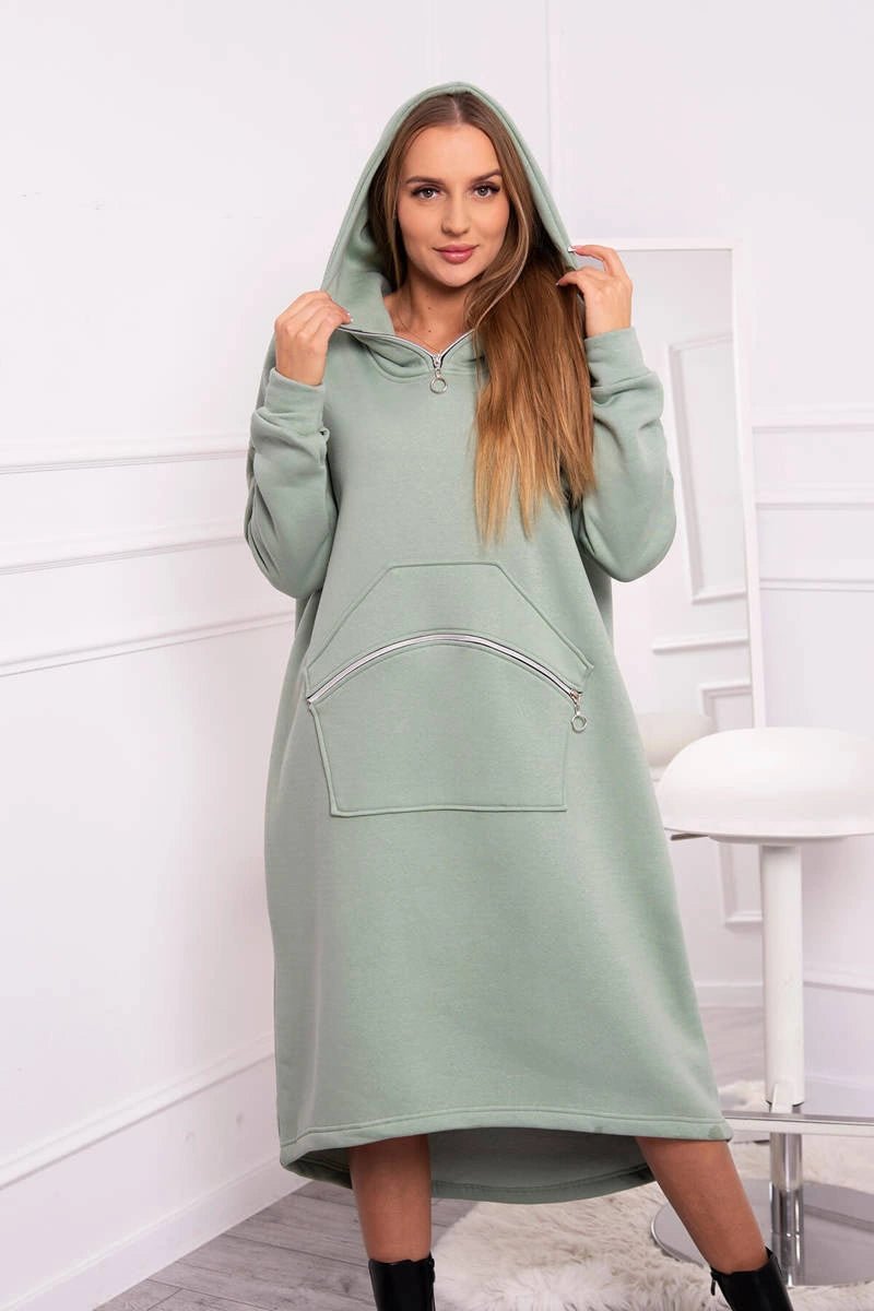 Insulated long sweatshirt with hood 9386 / – Blue cornflower цвет / color | Lexline Fashion
