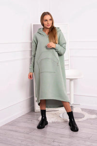Insulated long sweatshirt with hood 9386 / – Blue cornflower цвет / color | Lexline Fashion