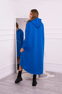 Insulated long sweatshirt with hood 9386 / – Blue cornflower цвет / color | Lexline Fashion