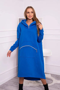 Insulated long sweatshirt with hood 9386 / – Blue cornflower цвет / color | Lexline Fashion
