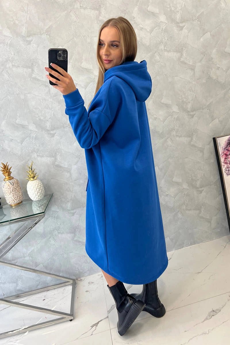Insulated long sweatshirt with hood 9386 / – Blue cornflower цвет / color | Lexline Fashion