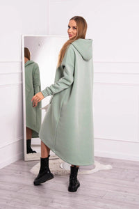 Insulated long sweatshirt with hood 9386 / – Blue cornflower цвет / color | Lexline Fashion