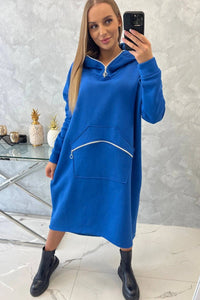 Insulated long sweatshirt with hood 9386 / – Blue cornflower цвет / color | Lexline Fashion