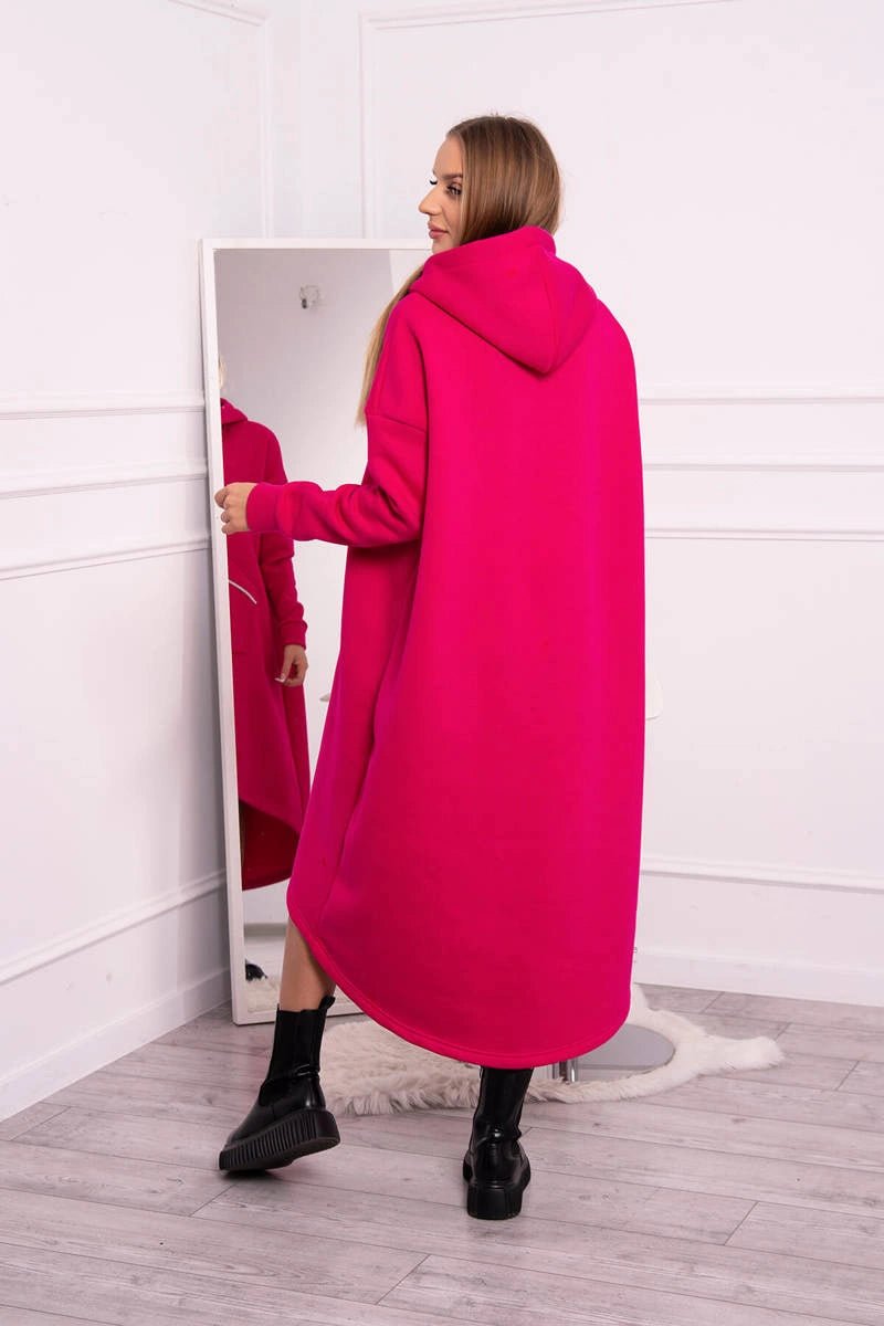 Insulated long sweatshirt with hood 9386 / – Fuchsia цвет / color | Lexline Fashion