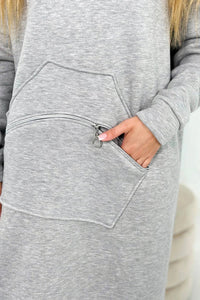 Insulated long sweatshirt with hood 9386 / – Gray цвет / color | Lexline Fashion