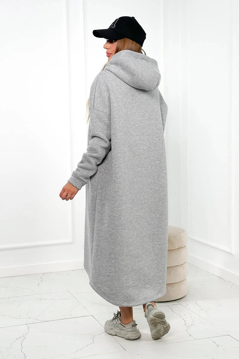 Insulated long sweatshirt with hood 9386 / – Gray цвет / color | Lexline Fashion