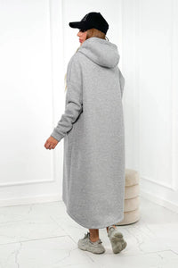 Insulated long sweatshirt with hood 9386 / – Gray цвет / color | Lexline Fashion