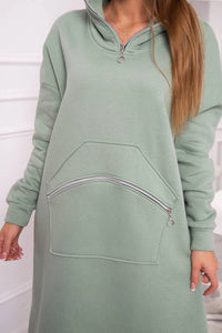 Insulated long sweatshirt with hood 9386 / – Mint || Dark цвет / color | Lexline Fashion