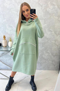 Insulated long sweatshirt with hood 9386 / – Mint || Dark цвет / color | Lexline Fashion