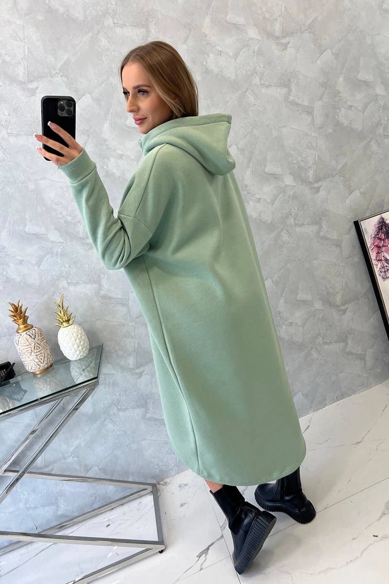 Insulated long sweatshirt with hood 9386 / – Mint || Dark цвет / color | Lexline Fashion