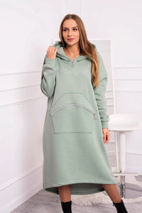 Insulated long sweatshirt with hood 9386 / – Mint || Dark цвет / color | Lexline Fashion