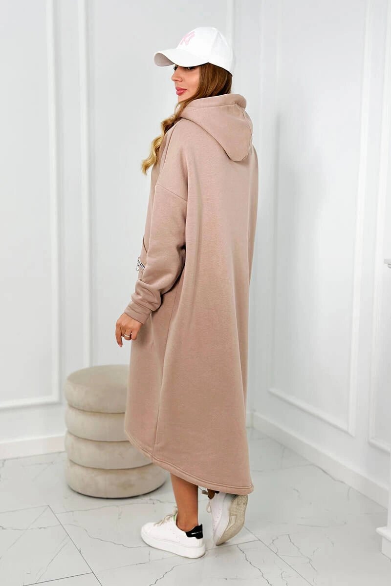 Insulated long sweatshirt with hood 9386 / – Mocca цвет / color | Lexline Fashion