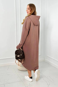 Insulated long sweatshirt with hood 9386 / – Mocca цвет / color | Lexline Fashion