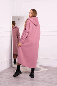 Insulated long sweatshirt with hood 9386 / – Pink || Dark цвет / color | Lexline Fashion