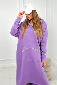 Insulated long sweatshirt with hood 9386 / – Purple цвет / color | Lexline Fashion