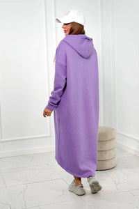 Insulated long sweatshirt with hood 9386 / – Purple цвет / color | Lexline Fashion