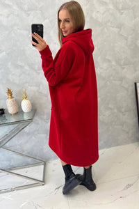 Insulated long sweatshirt with hood 9386 / – Red цвет / color | Lexline Fashion