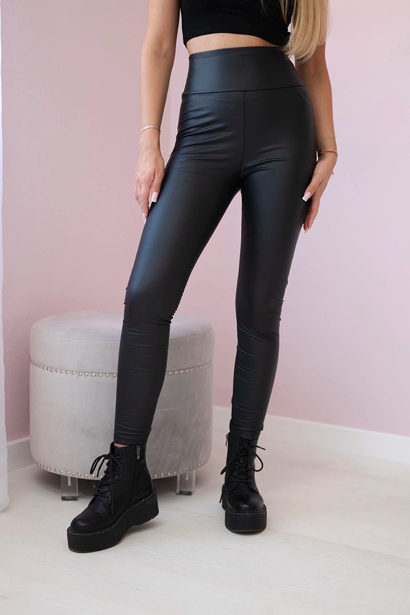 Insulated pants made of eco leather TR1835 / – Black цвет / color | Lexline Fashion
