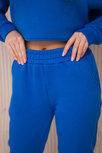 Insulated set with a hoodie tied at the bottom 68816 / – Blue cornflower цвет / color | Lexline Fashion