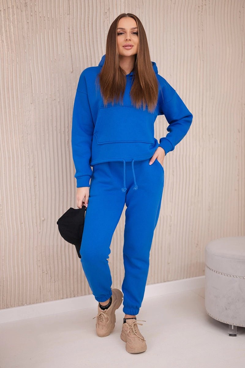Insulated set with a hoodie tied at the bottom 68816 / – Blue cornflower цвет / color | Lexline Fashion