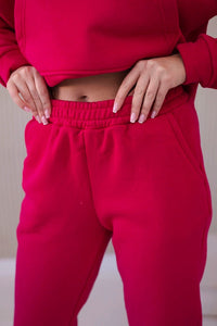 Insulated set with a hoodie tied at the bottom 68816 / – Fuchsia цвет / color | Lexline Fashion