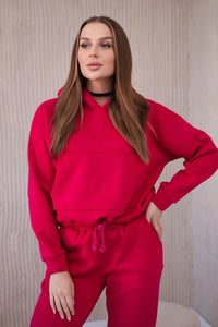Insulated set with a hoodie tied at the bottom 68816 / – Fuchsia цвет / color | Lexline Fashion