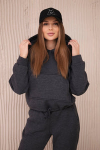 Insulated set with a hoodie tied at the bottom 68816 / – Graphite цвет / color | Lexline Fashion