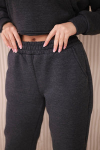 Insulated set with a hoodie tied at the bottom 68816 / – Graphite цвет / color | Lexline Fashion