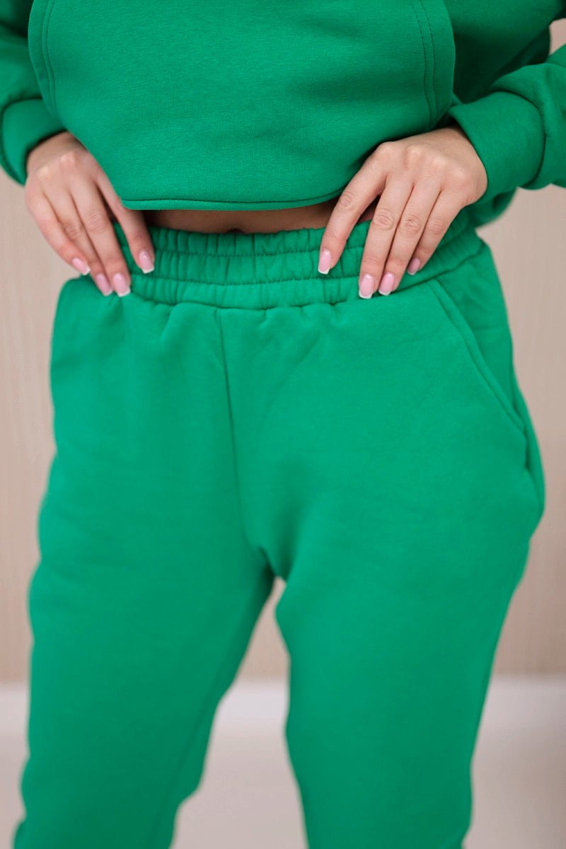 Insulated set with a hoodie tied at the bottom 68816 / – Green цвет / color | Lexline Fashion