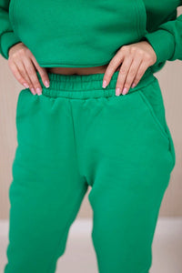 Insulated set with a hoodie tied at the bottom 68816 / – Green цвет / color | Lexline Fashion