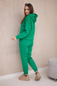 Insulated set with a hoodie tied at the bottom 68816 / – Green цвет / color | Lexline Fashion