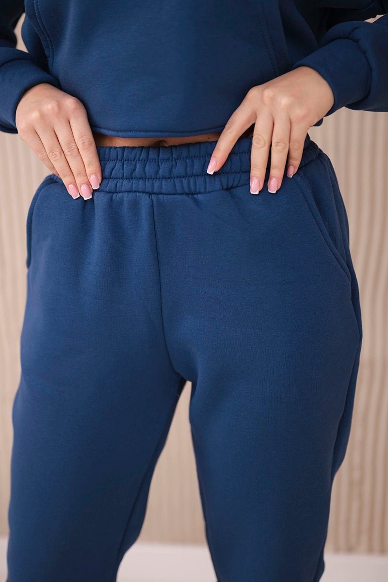 Insulated set with a hoodie tied at the bottom 68816 / – Jeans цвет / color | Lexline Fashion