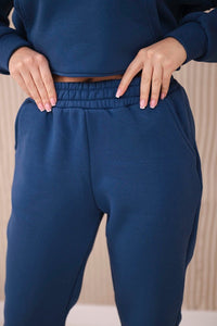 Insulated set with a hoodie tied at the bottom 68816 / – Jeans цвет / color | Lexline Fashion