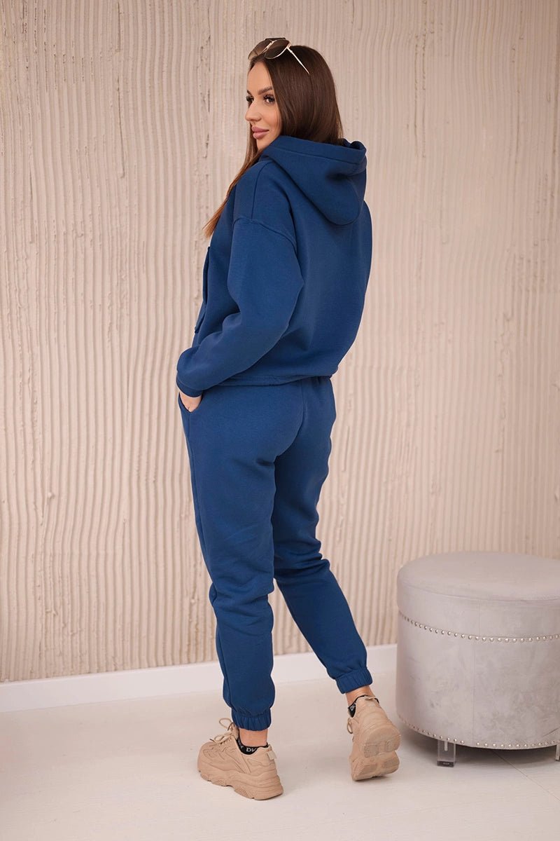 Insulated set with a hoodie tied at the bottom 68816 / – Jeans цвет / color | Lexline Fashion