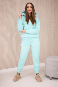 Insulated set with a hoodie tied at the bottom 68816 / – Mint цвет / color | Lexline Fashion