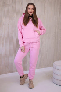 Insulated set with a hoodie tied at the bottom 68816 / – Powder цвет / color | Lexline Fashion